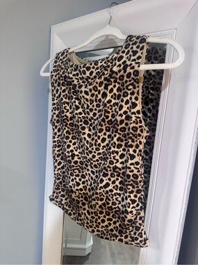 Leopard Print Sleeveless Tank Top - Beige/Brown